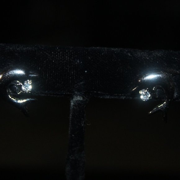 Silver Dolphin earrings with Rhinestone (cute) - Picture 2 of 6